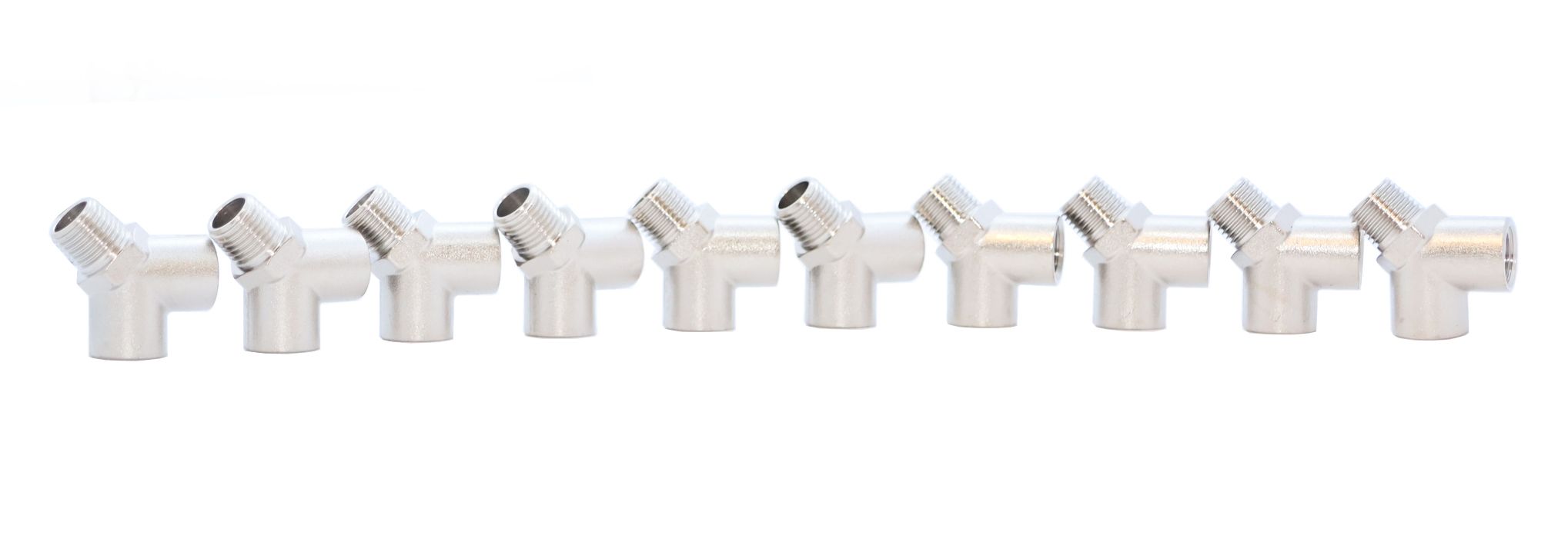 KraftWell KRW-TY14FMF-10 Тройник резьбовой Y-образный F1/4" - M1/4" - F1/4", 10 шт