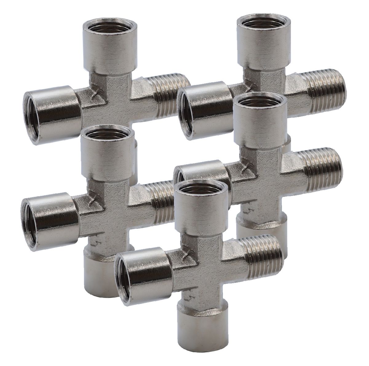 KraftWell KRW-TC14F3M-5 Переходник "крест" 3*F1/4" - M1/4", 5 шт