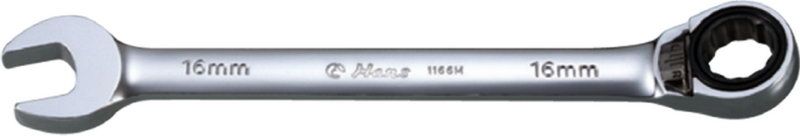 Ключ гаечный рожковый с реверсивным храповиком 15 мм, 1166M15, Hans