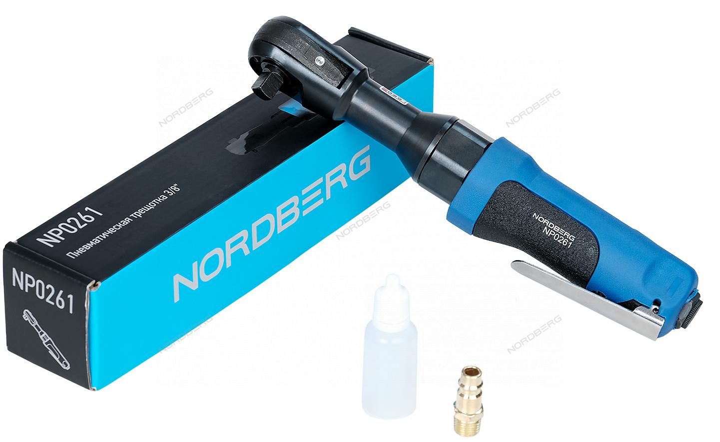 Пневмогайковерт угловой (пневмотрещотка) 3/8", 88 Нм NORDBERG NP0261