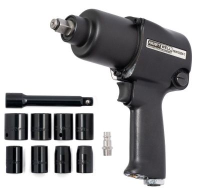 KraftWell KRW750IW-T Гайковерт пневматический 1/2", 780 Нм с комплектом ударных головок
