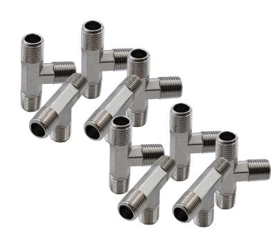 KraftWell KRW-TT14M3-10 Тройник резьбовой Т-образный M1/4" - M1/4" - M1/4", 10 шт