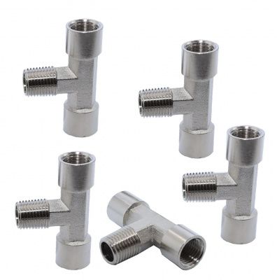 KraftWell KRW-TT14FMF-5 Тройник резьбовой Т-образный F1/4" - M1/4" - F1/4", 5 шт