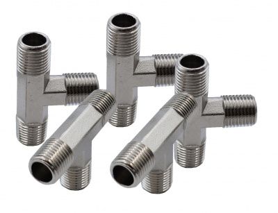 KraftWell KRW-TT14M3-5 Тройник резьбовой Т-образный M1/4" - M1/4" - M1/4", 5 шт