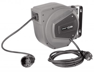KraftWell KRW1731E Катушка электрическая, 15 м., 220 В, 3х1,5 мм2 автосмотка