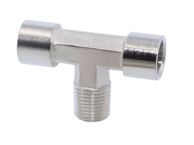 KraftWell KRW-TT14FMF Тройник резьбовой Т-образный F1/4" - M1/4" - F1/4", 1 шт