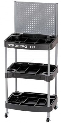 Тележка инструментальная, 3 пластиковые полки, с перфорацией NORDBERG T13